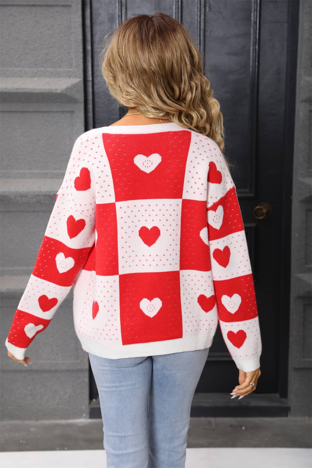 Valentine's Day heart-shaped knitted cardigan