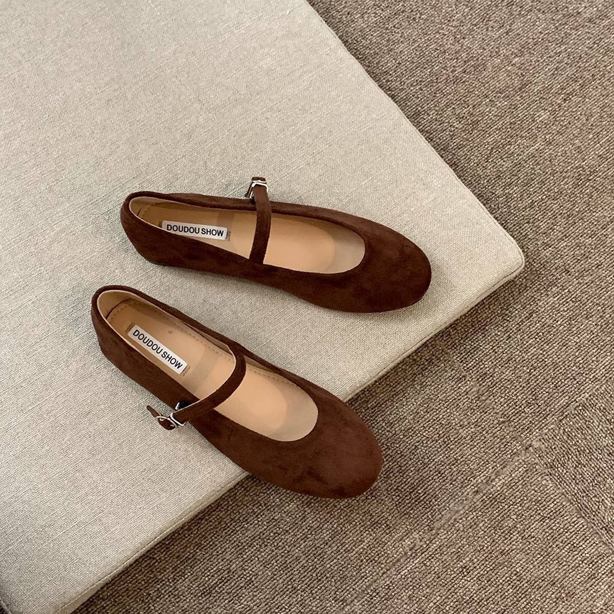 Red Flat Mary Jane Ballet Shoes with Anti-Slip Sole_CWSHF006