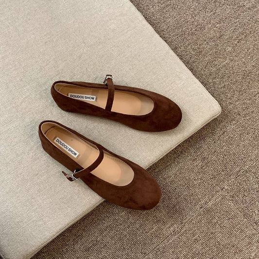 Red Flat Mary Jane Ballet Shoes with Anti-Slip Sole_CWSHF006