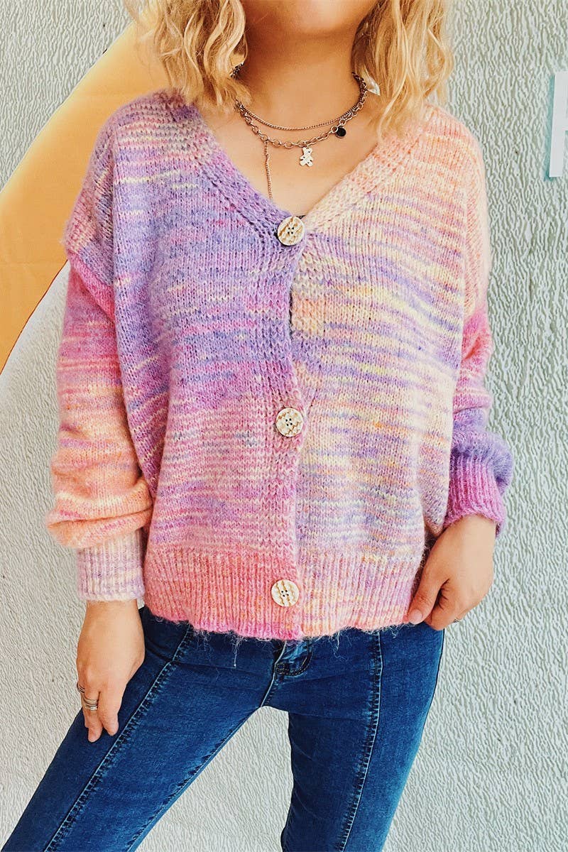 Sweet knit cardigan in tie-dye candy color