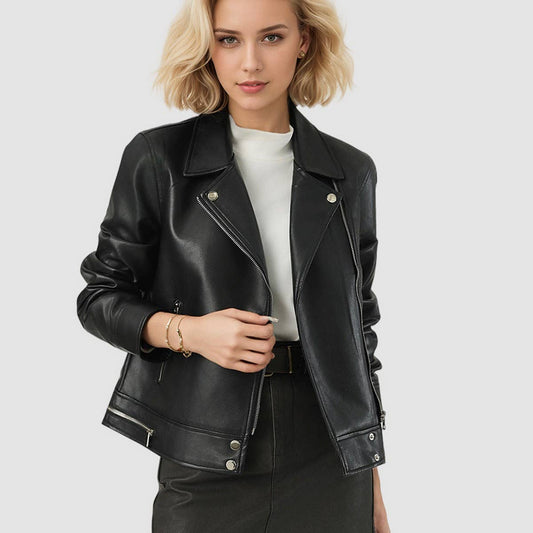 Cropped PU Moto Jacket?Fall Biker Style for Women