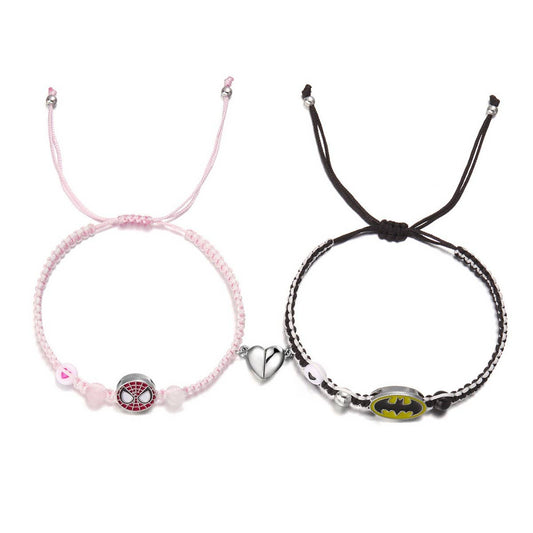CWAJE2505_HALLOWEEN WOVEN HEART MAGNETIC COUPLE BRACELET