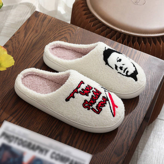 HALLOWEEN HORROR EMBROIDERED COTTON SLIPPERS
