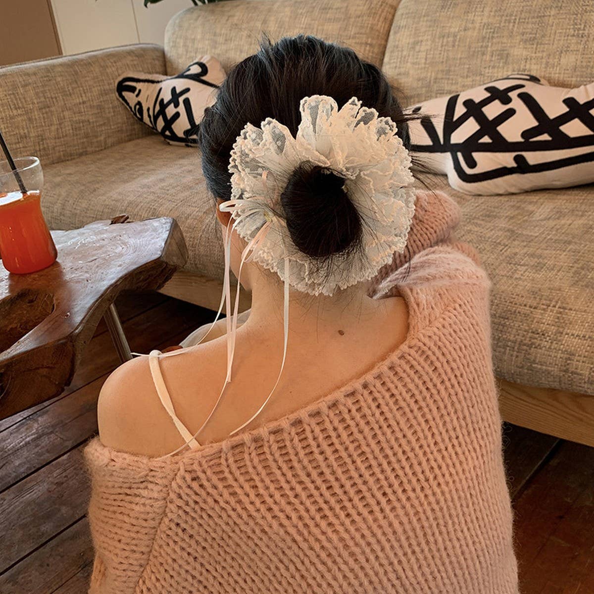 Sweet Tulle Lace Bow Scrunchie Hair Tie