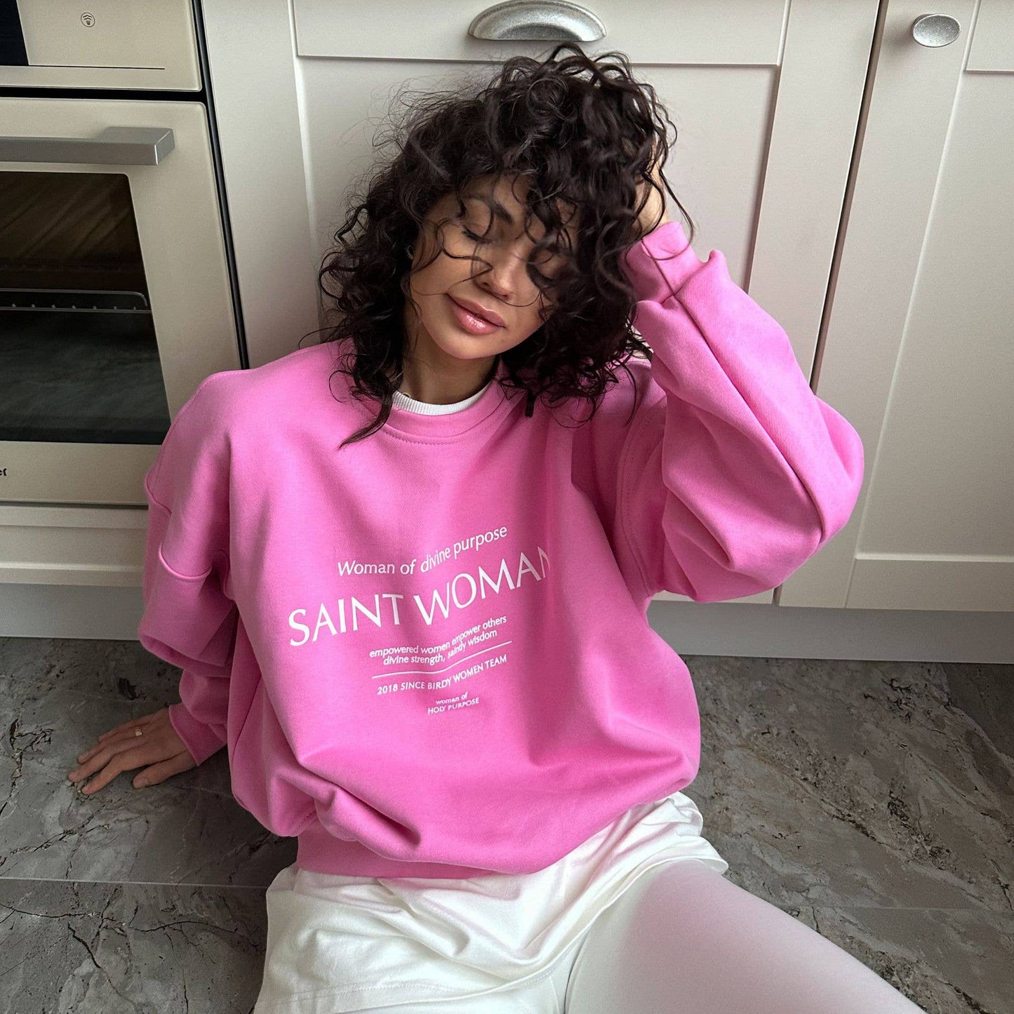 Round-neck fashionable lettered loose hoodie