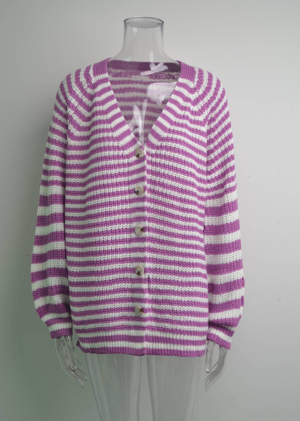 STRIPED SWEATER PLUS SIZE LOOSE KNIT
