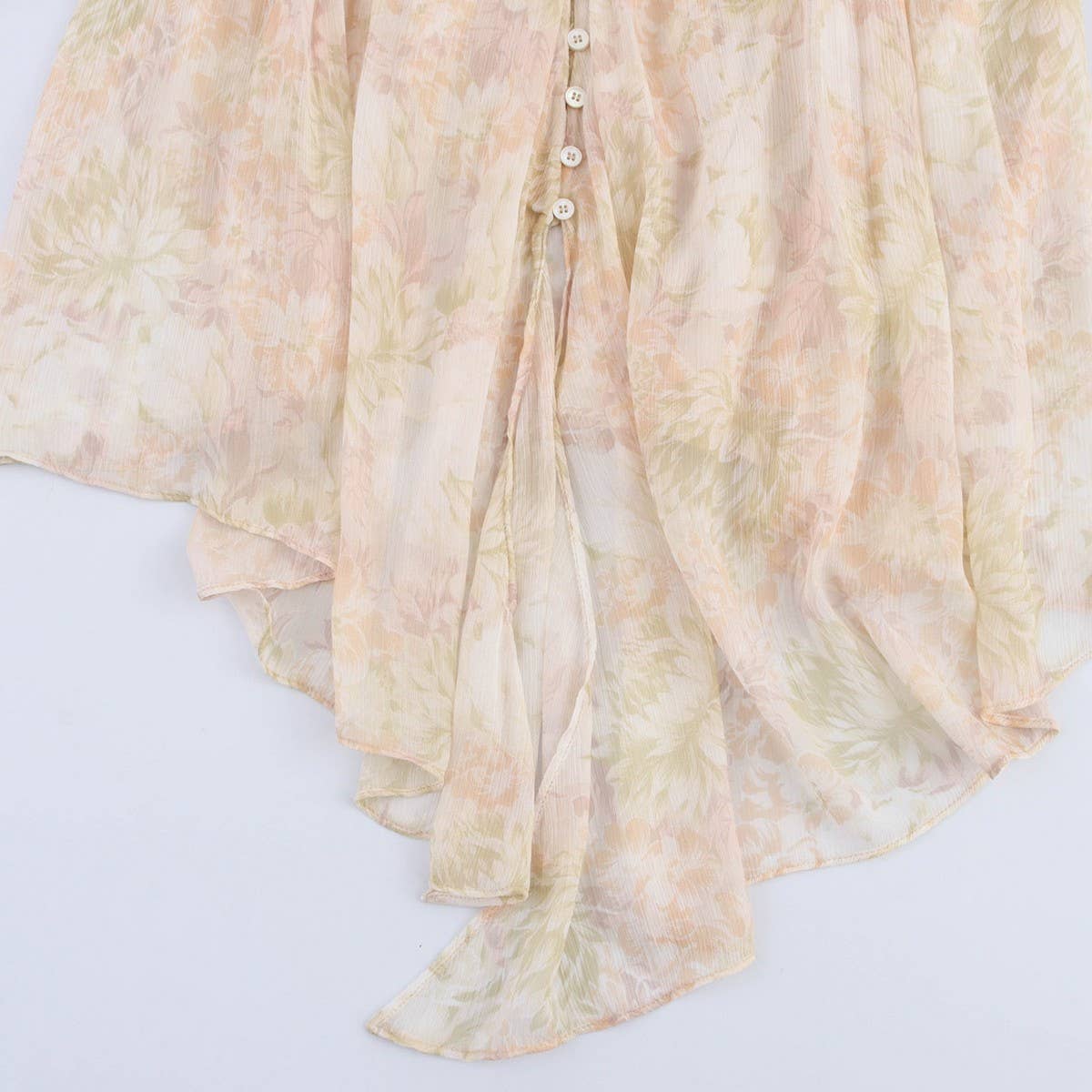 Women's Asym Hem Floral Shirt with Bow Detail