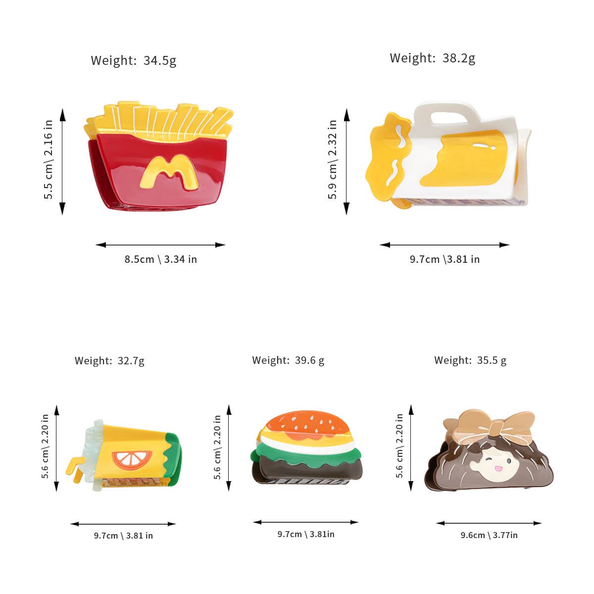 Summer fruit hamburger with acetic acid hair clip