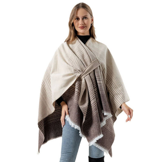 WEAR SCARF KNITTED SIDE STRAP SHAWL CAPE