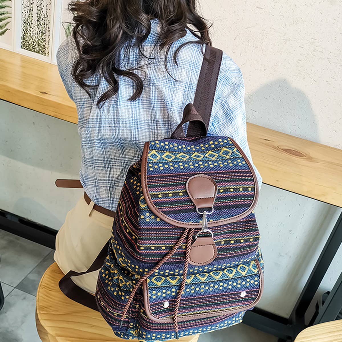 BOHO VINTAGE BACK-TO-SCHOOL CANVAS BACKPACK_CWAB2214