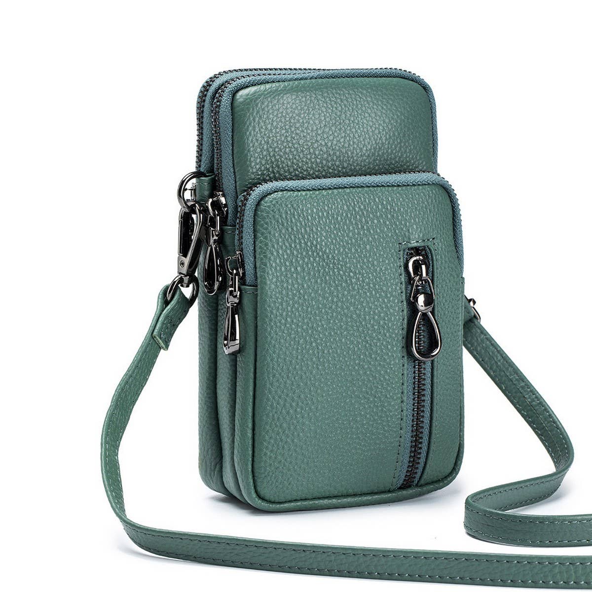 Stylish Leather Multi-Zip Handbag_CUAB00371