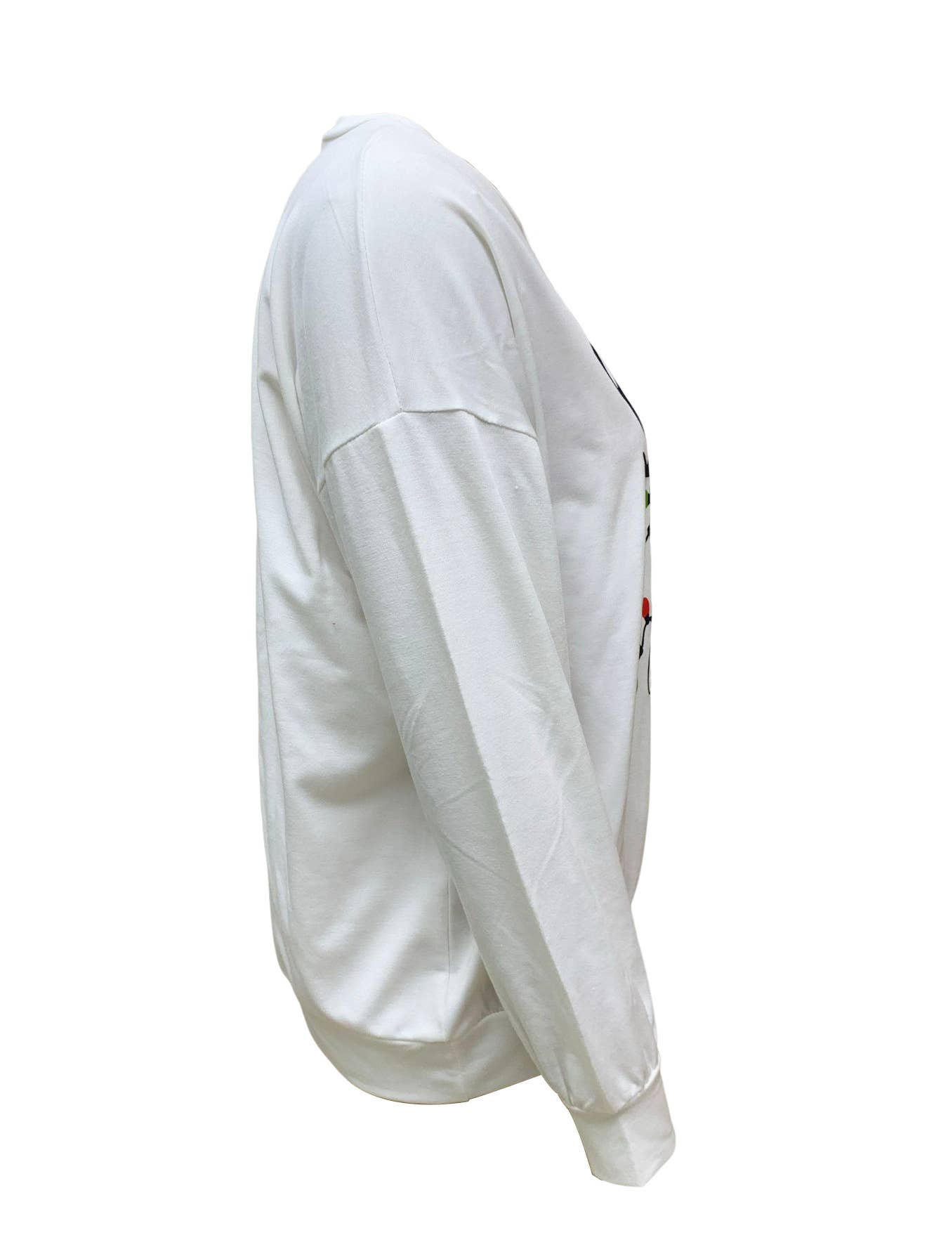 LADIES' CHRISTMAS LOOSE PRINTED CREW-NECK HOODIE