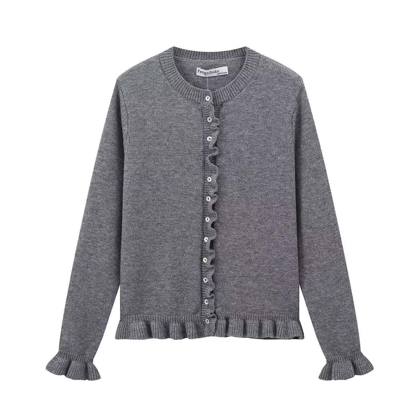 STYLISH CASUAL LAYERED EMBELLISHED CREW-NECK COAT