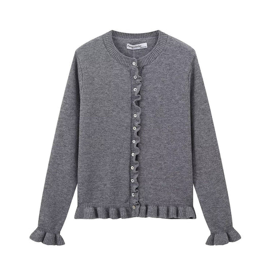 STYLISH CASUAL LAYERED EMBELLISHED CREW-NECK COAT