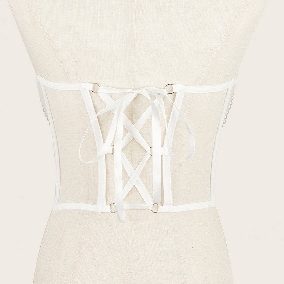 CWABE0977_PEARL CHAIN WAIST AND CHEST RING CORSET