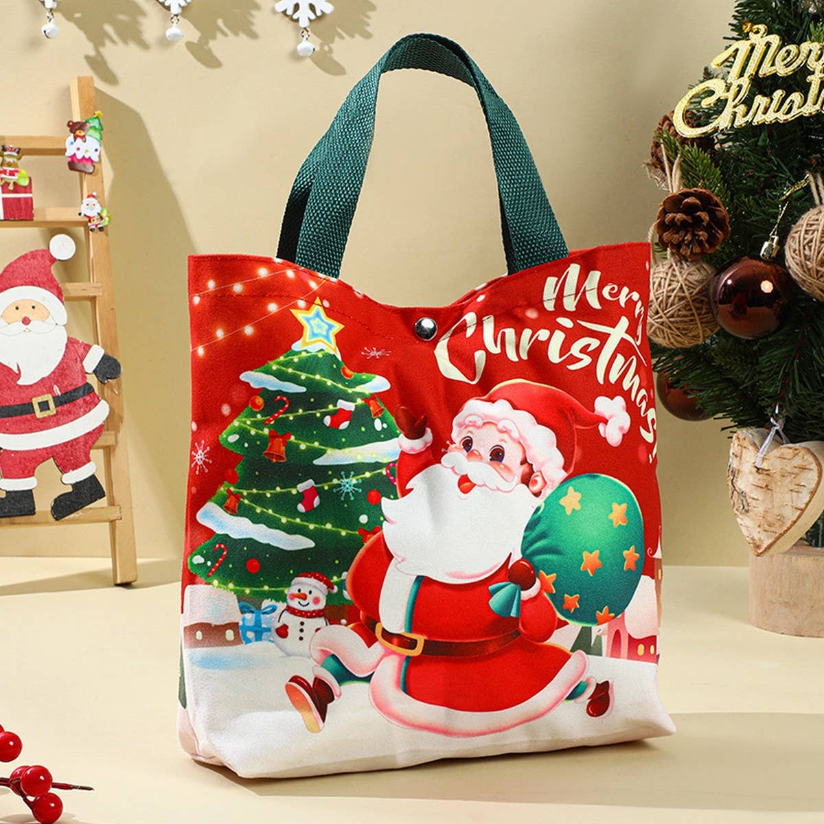 CWMM9357_CHRISTMAS EVE GIFT CANDY APPLE TOTE BAG