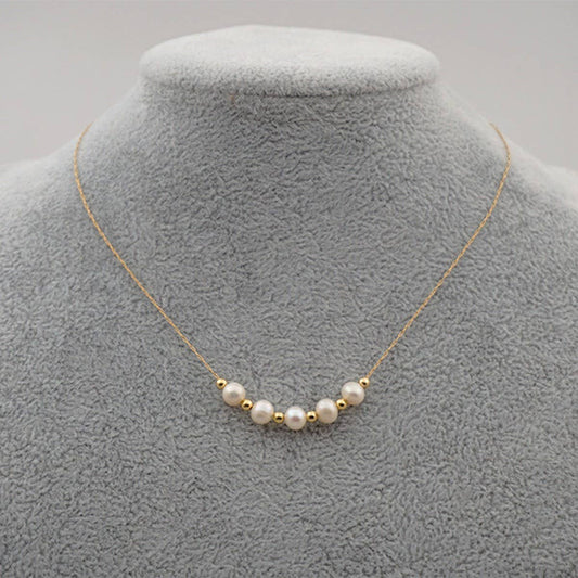SMALL TEMPERAMENT PEARL CLAVICLE NECKLACE_CWAJE1669