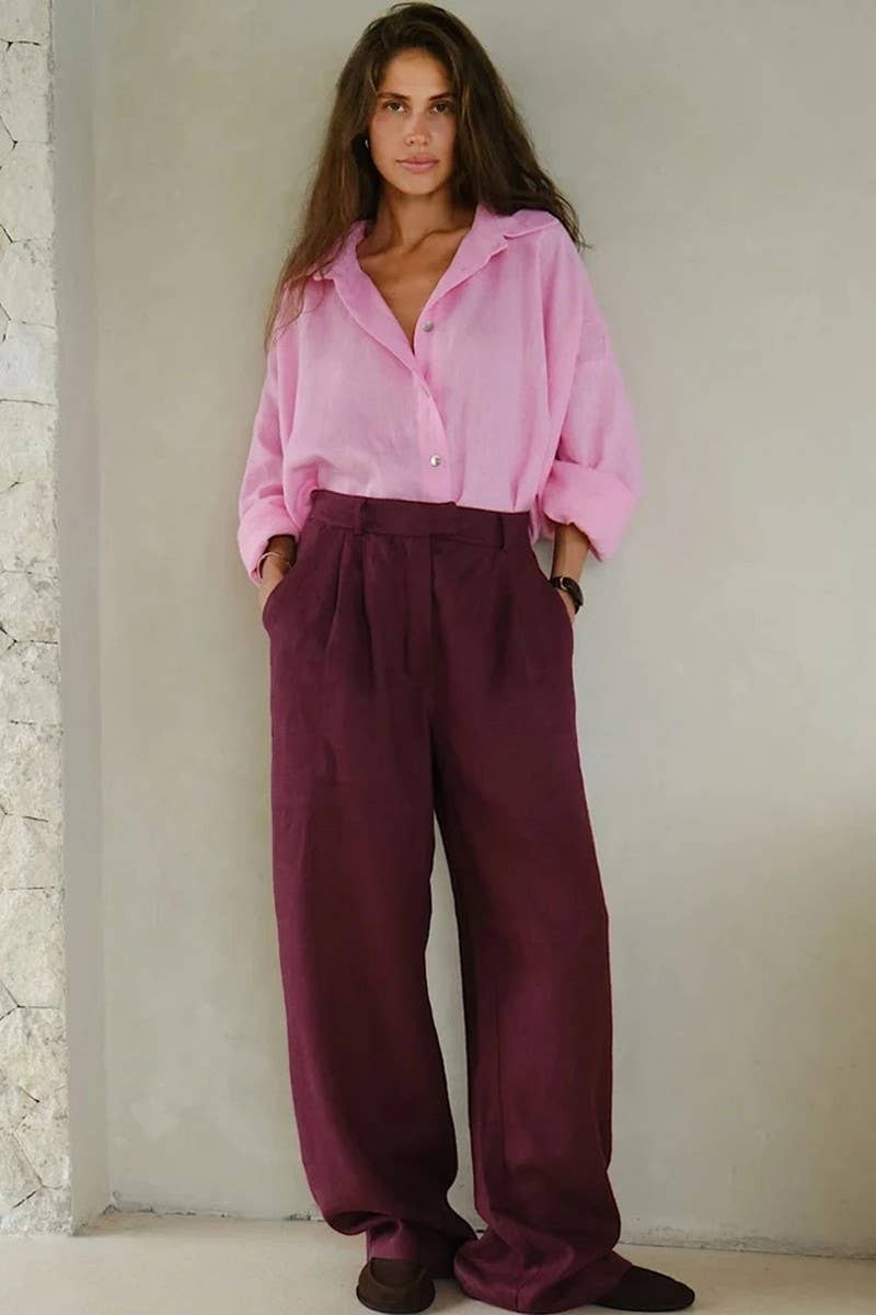 CWBLP00917_LONG-SLEEVED CASUAL LOOSE RUFFLED SHIRT