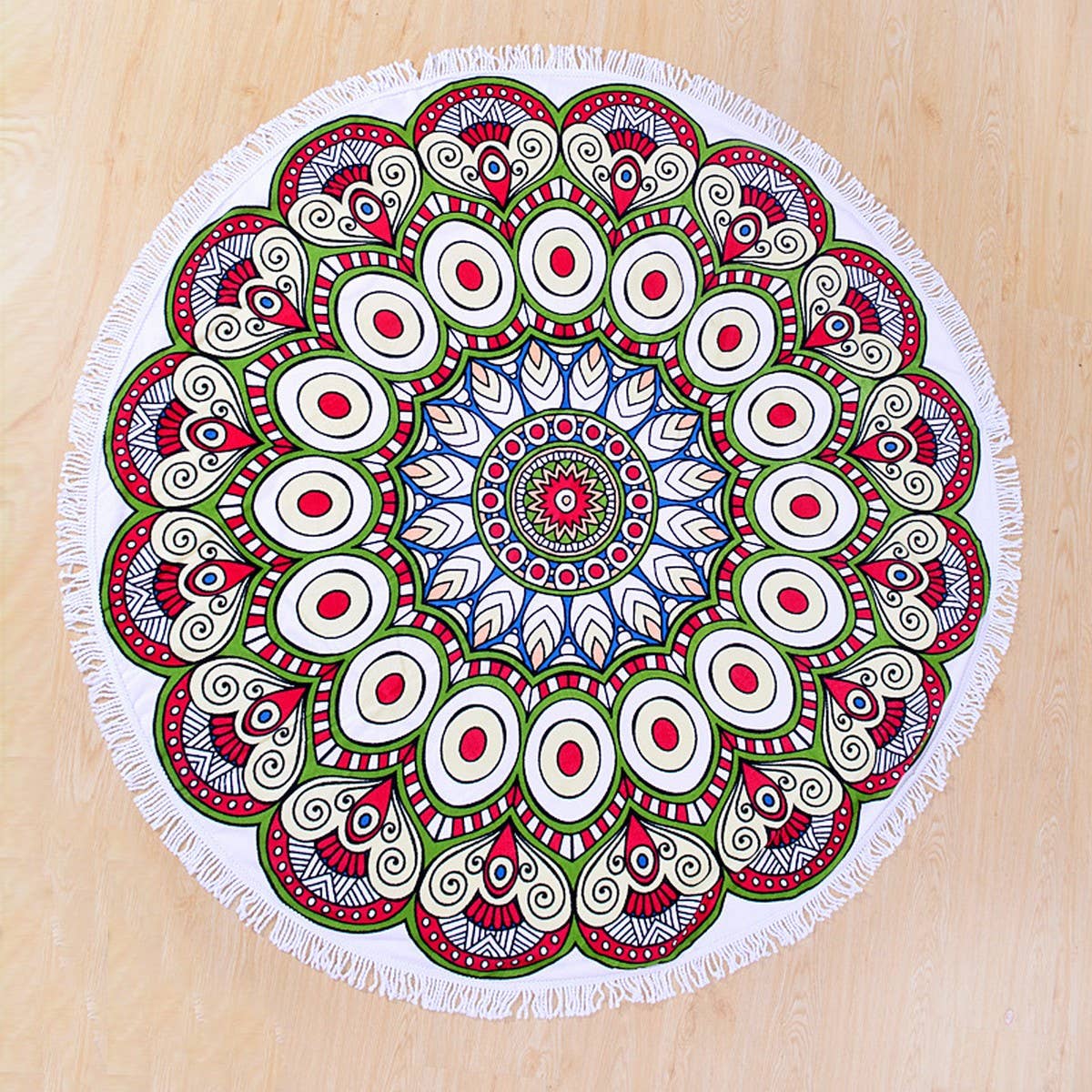 Round Microfiber Tassel Beach Towel Blanket