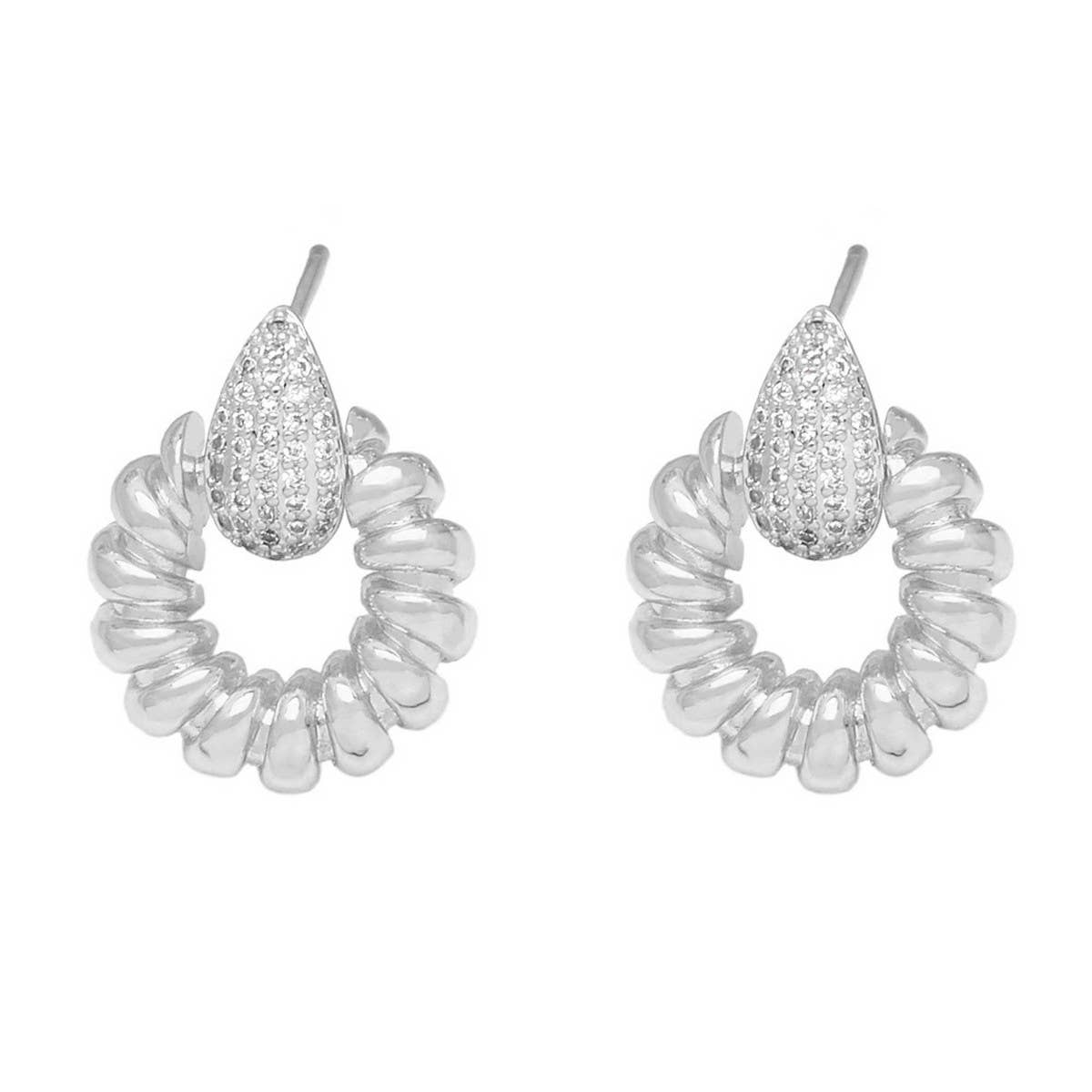 FASHIONABLE ROUND EARRINGS WITH WATER DROPLETS