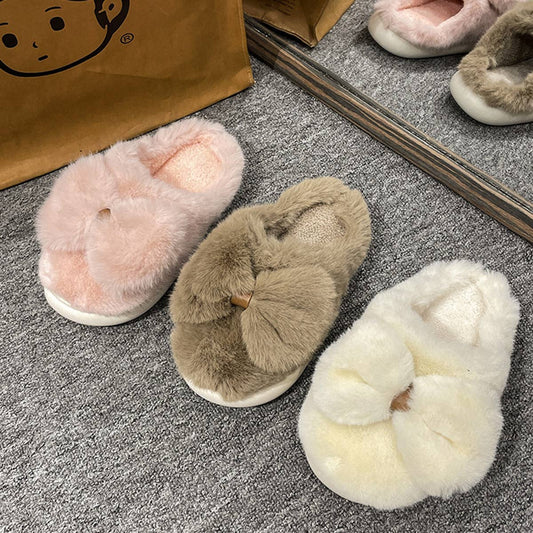 WOMEN  WINTER BOW  FLUFFY SLIPPERS_CWSHS0377