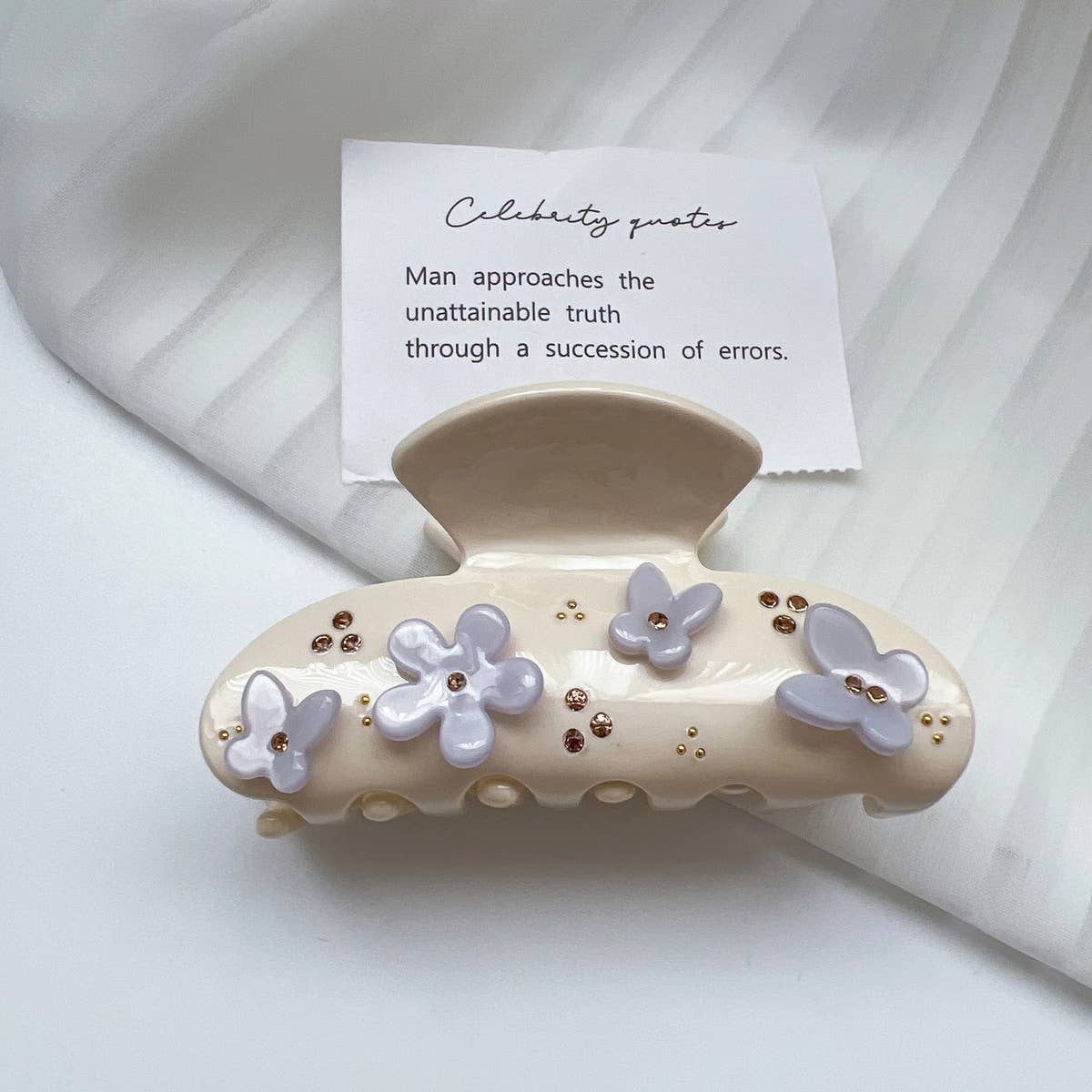 Rhinestone Flower Butterfly Hair Claw,Chic Sparkle_CWAHA1348