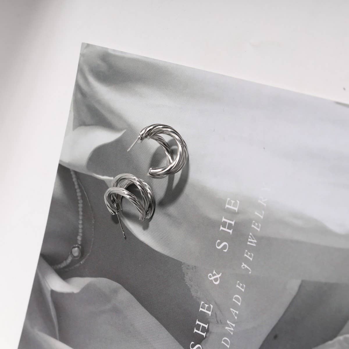 Mirror Finish Hollow Earrings Titanium Steel