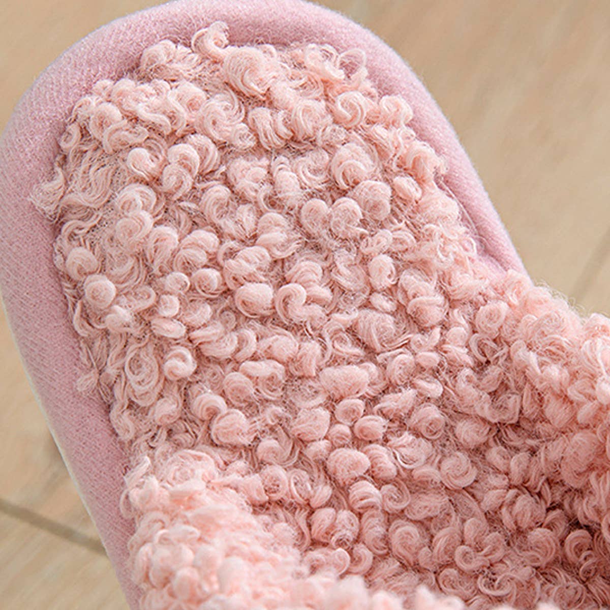 FURRY CROSS STRAP COTTON SLIPPERS