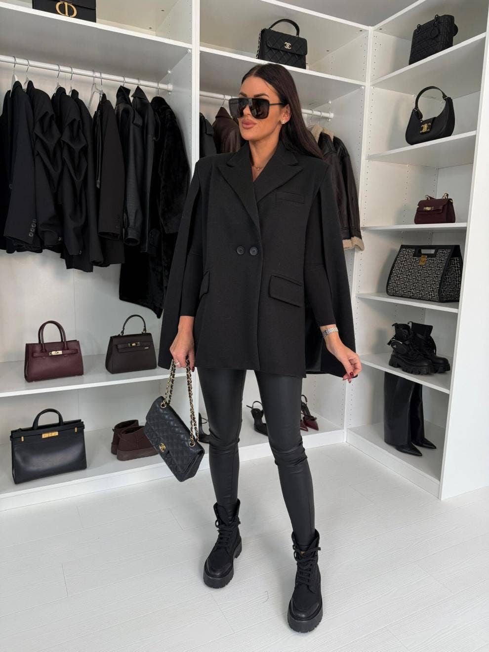 Fashionable solid-color loose suit collar jacket