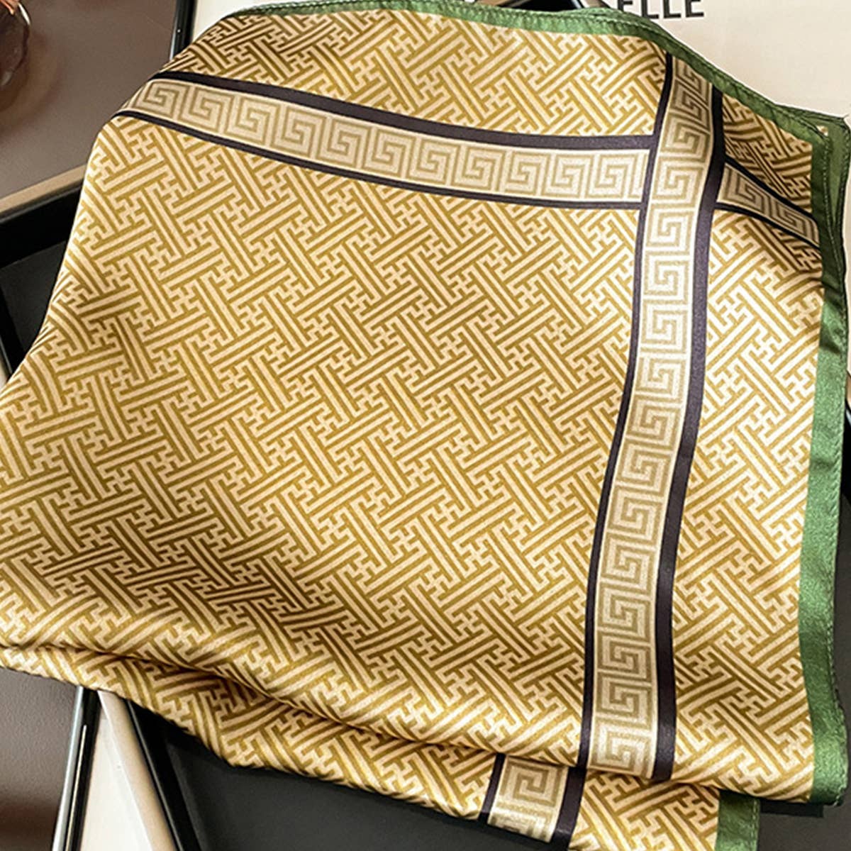 Silk Square Scarf - Maze Print Summer Wrap