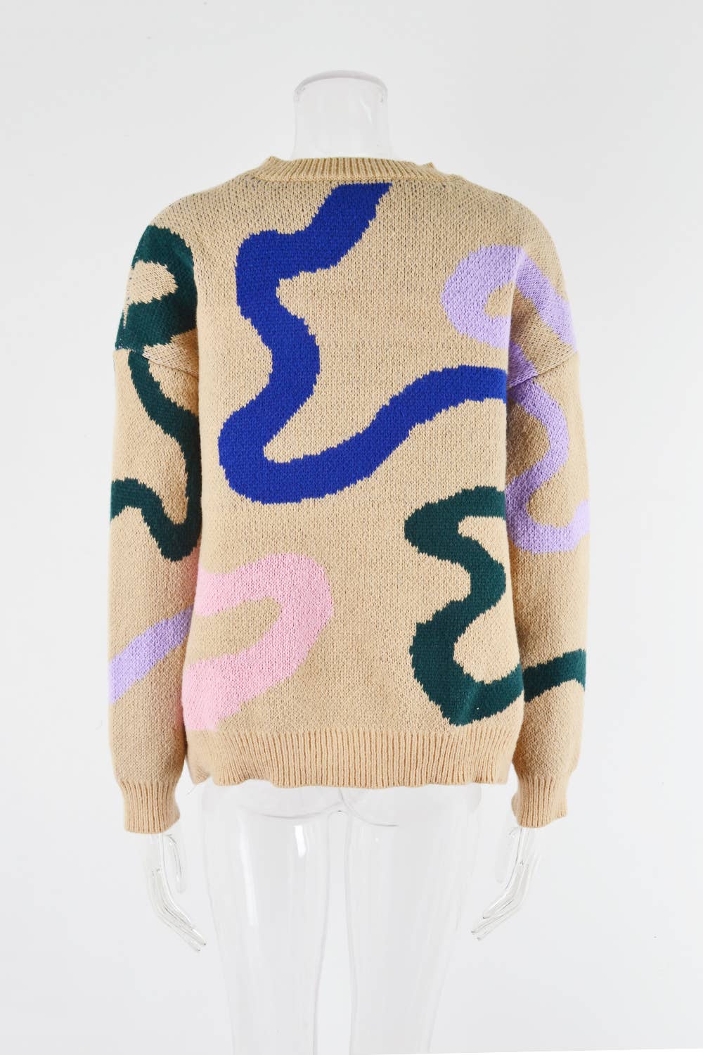 STYLISH CREW NECK SWEATER GEOMETRIC SWEATER