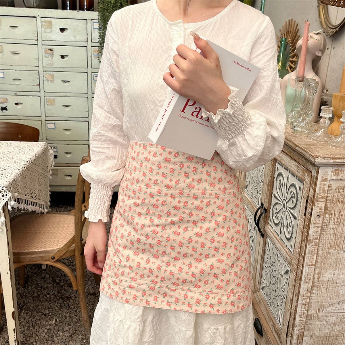 HALF-BODY FLORAL HOME CAFE WORK APRON