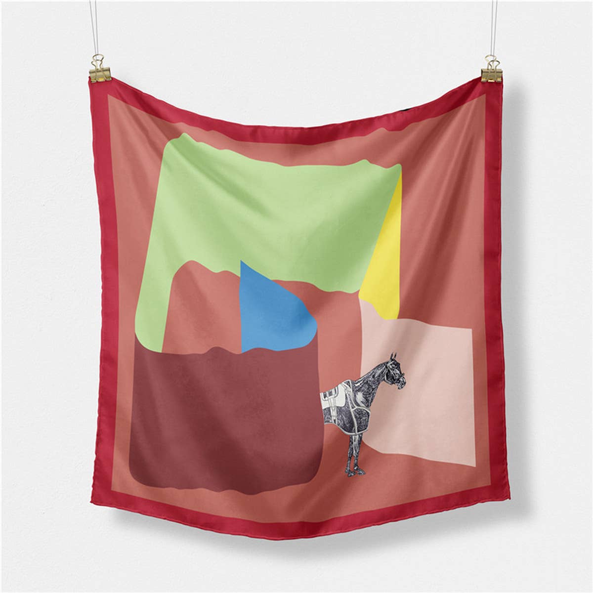 Geometric Print Reversible Satin Scarf for Summer