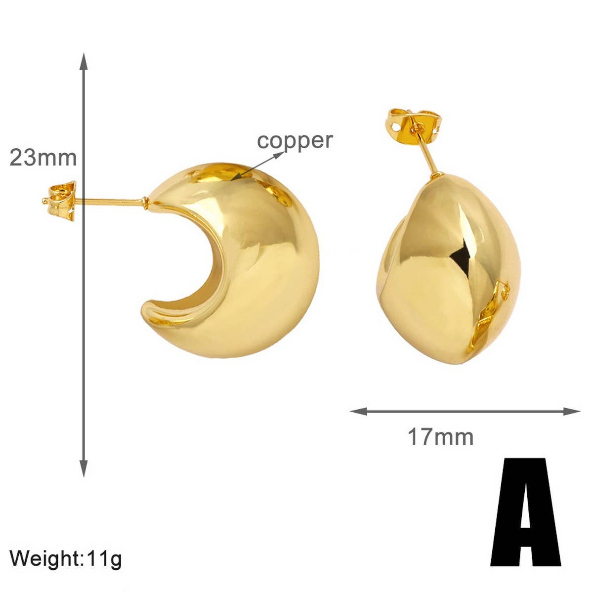 RETRO GOLD PLATED OX HORN EARRINGS_CWAJE1028