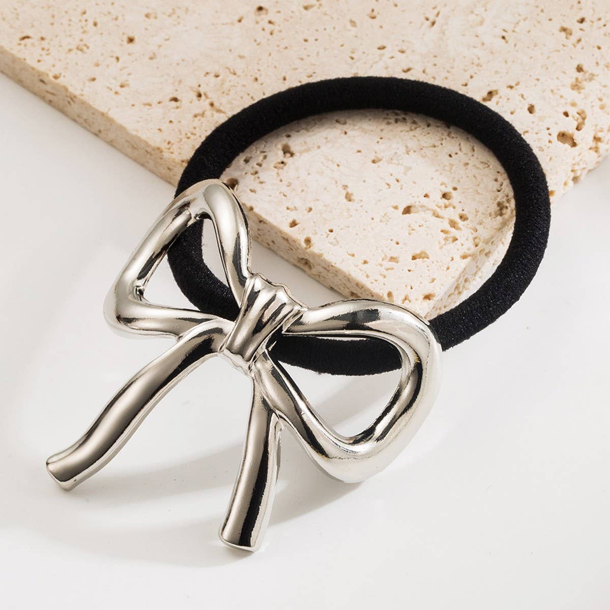 New Metal Bow High Elastic Durable Ponytail Tie