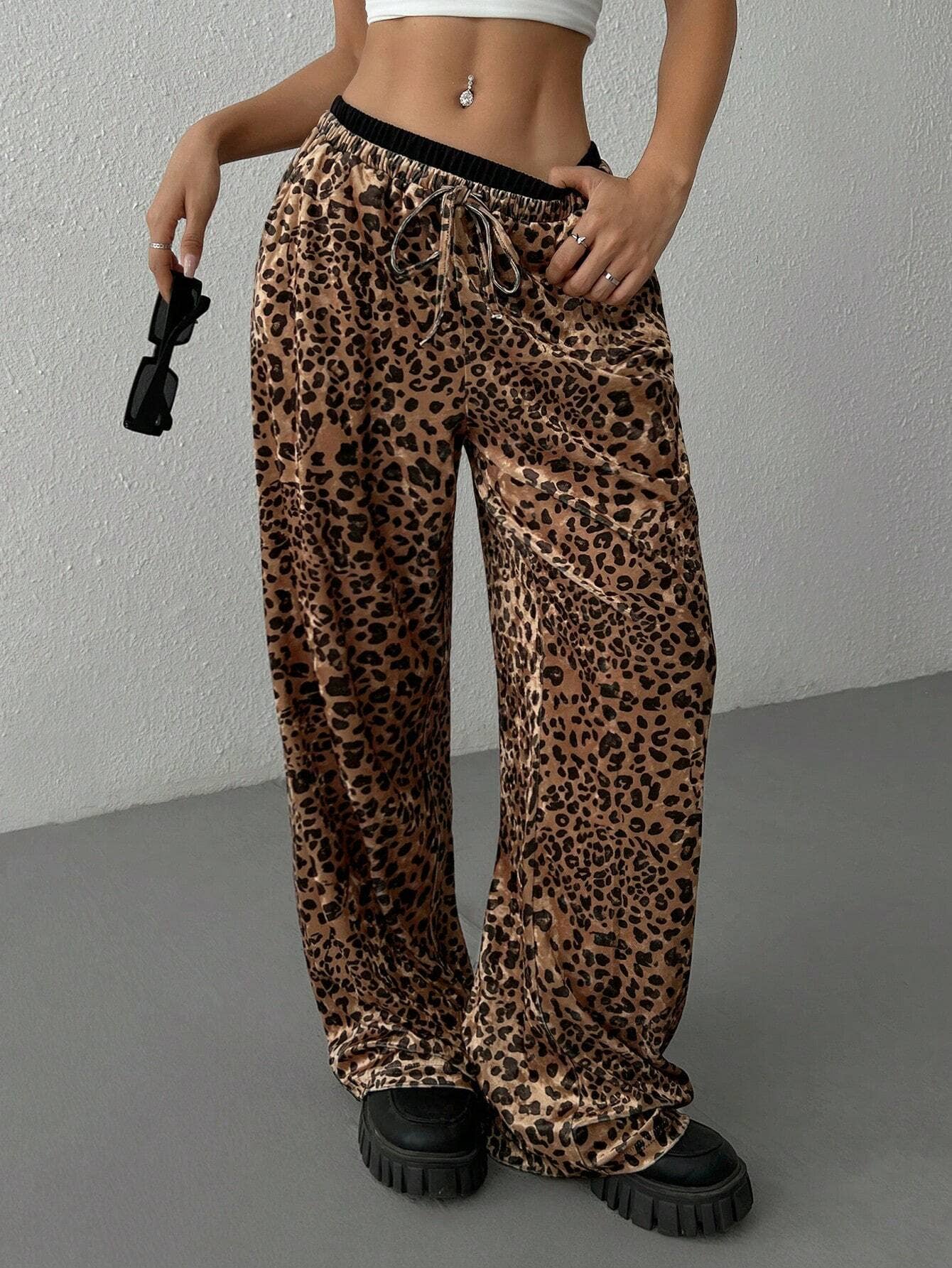 LOOSE SAG LEOPARD PRINT TREND PANTS