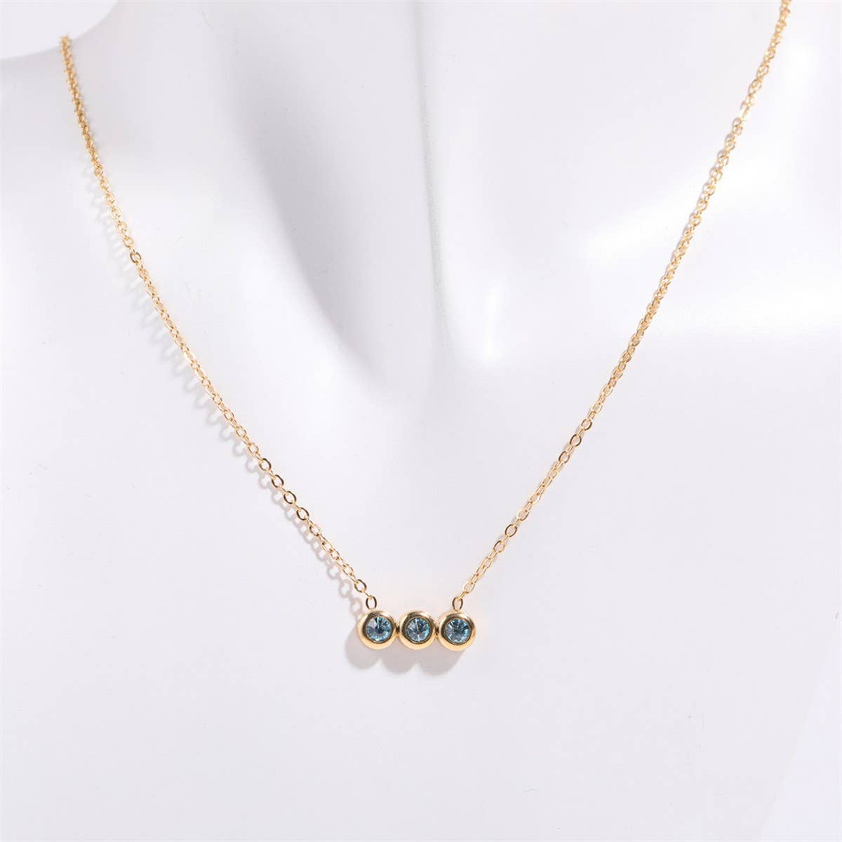 12 Birthstone Pendant Clavicle Necklace_CWMM5670