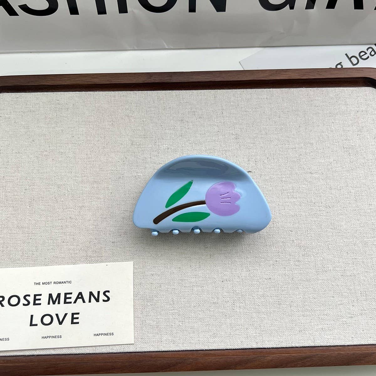 Colorblock Tulip Hair Claw,  Floral Acetate Clip