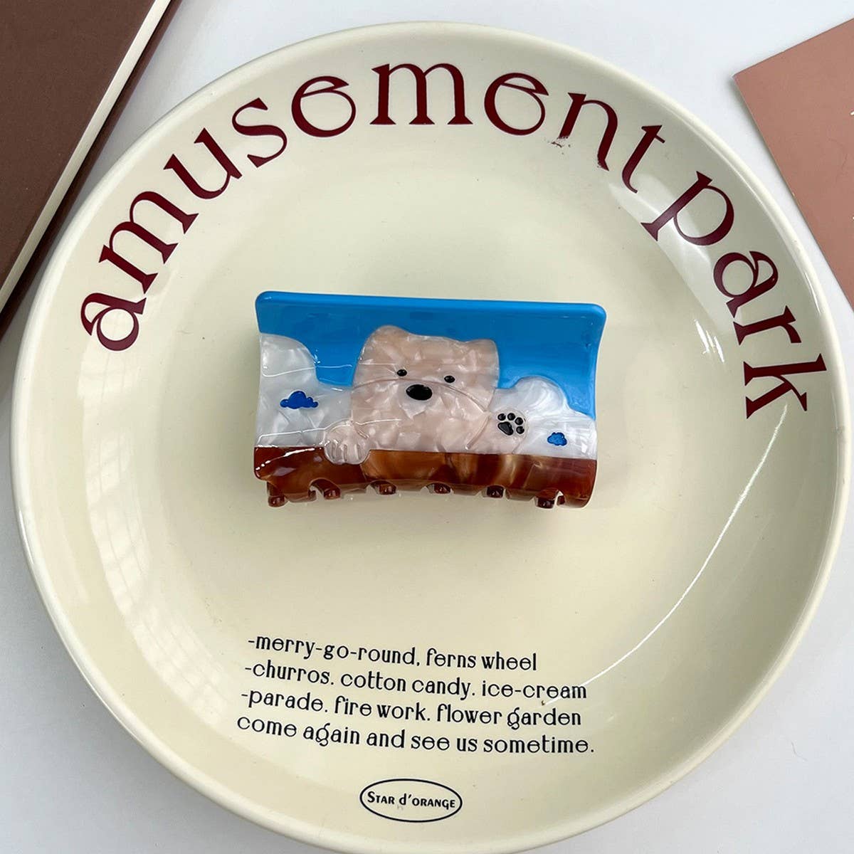 Colorblock Dog Acetate Hair Claw Cute Clip