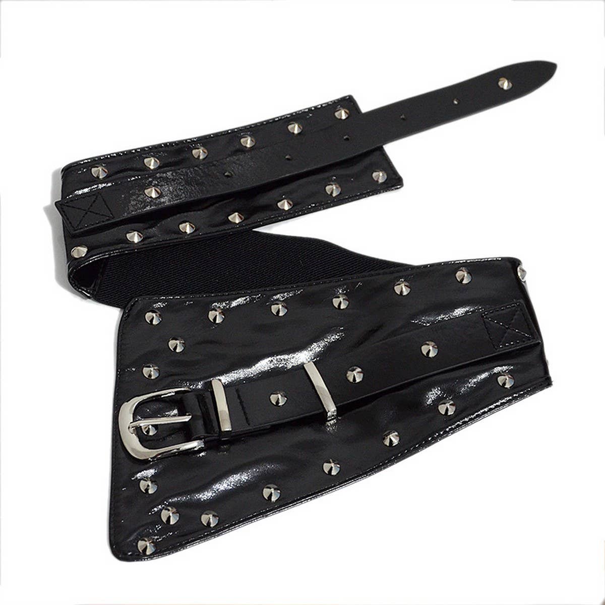 NEW CASUAL PUNK RIVETS DECORATED WIDE GIRDLE_CWABE0496