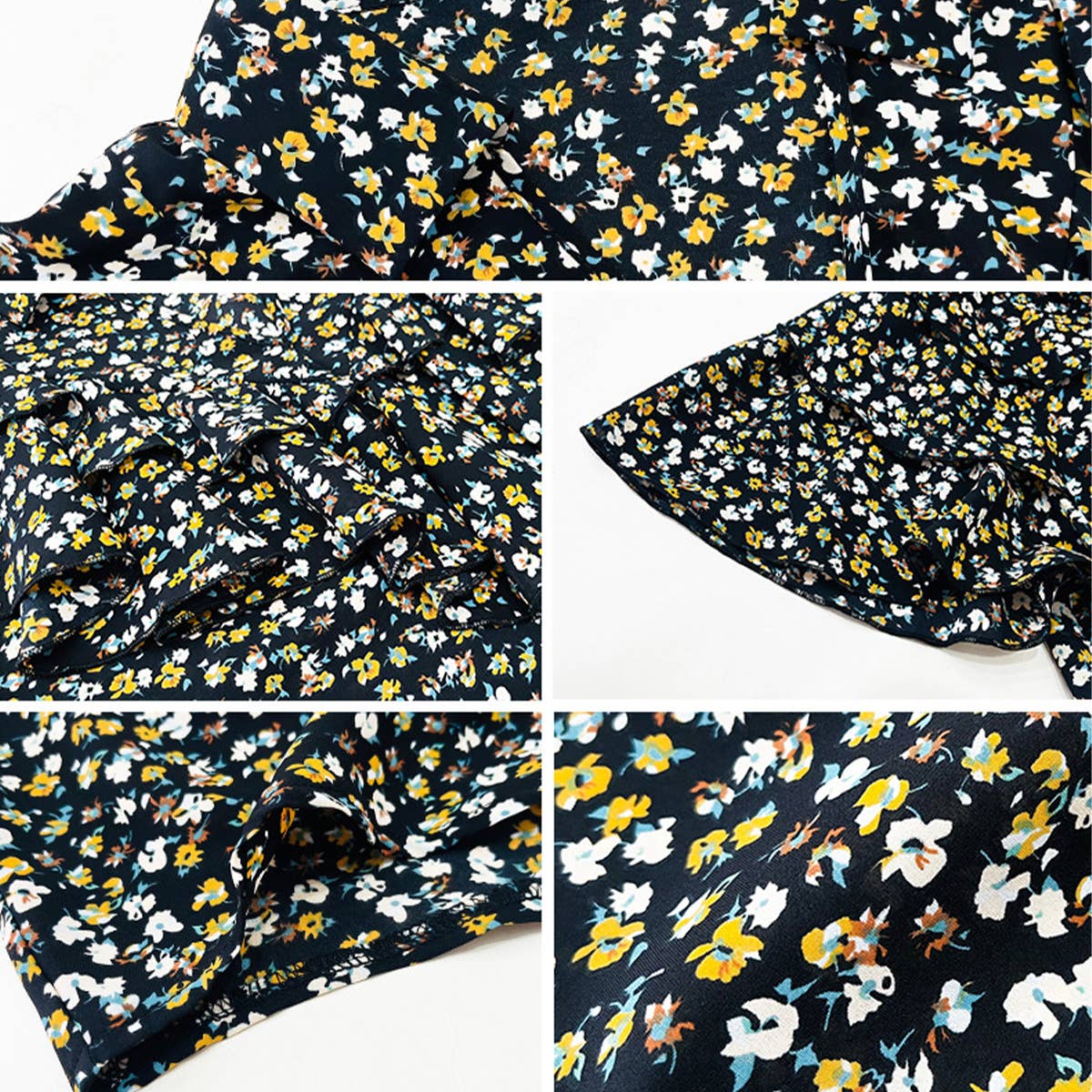 ELEGANT PRINTED FLORAL WOOD EAR BLOUSE