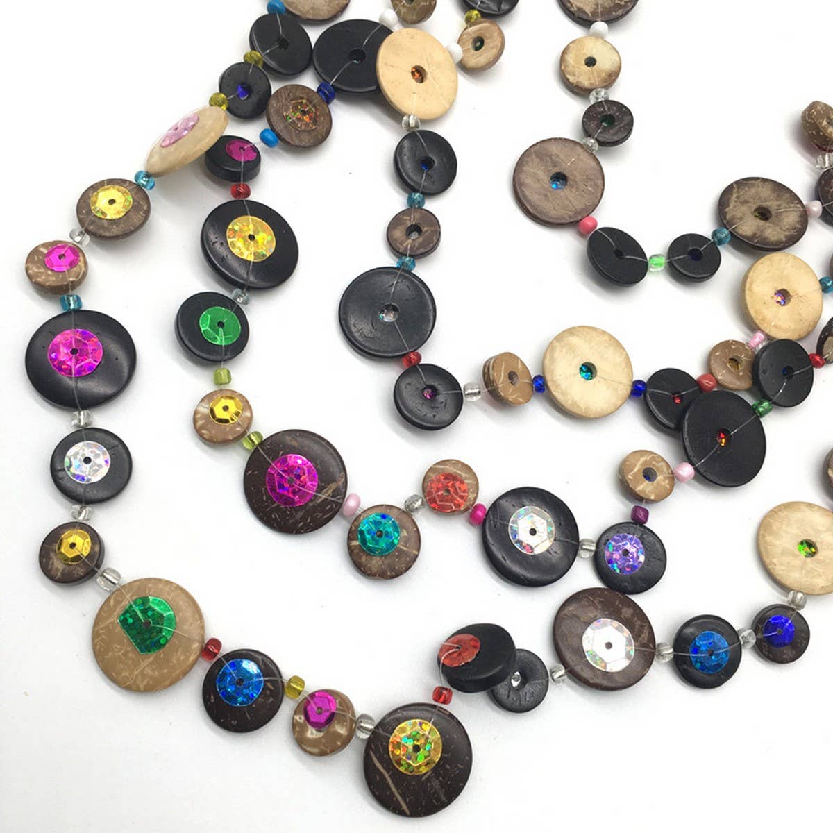 BOHEMIAN COCONUT SHELL SEQUIN LONG NECKLACE_CWMM4554