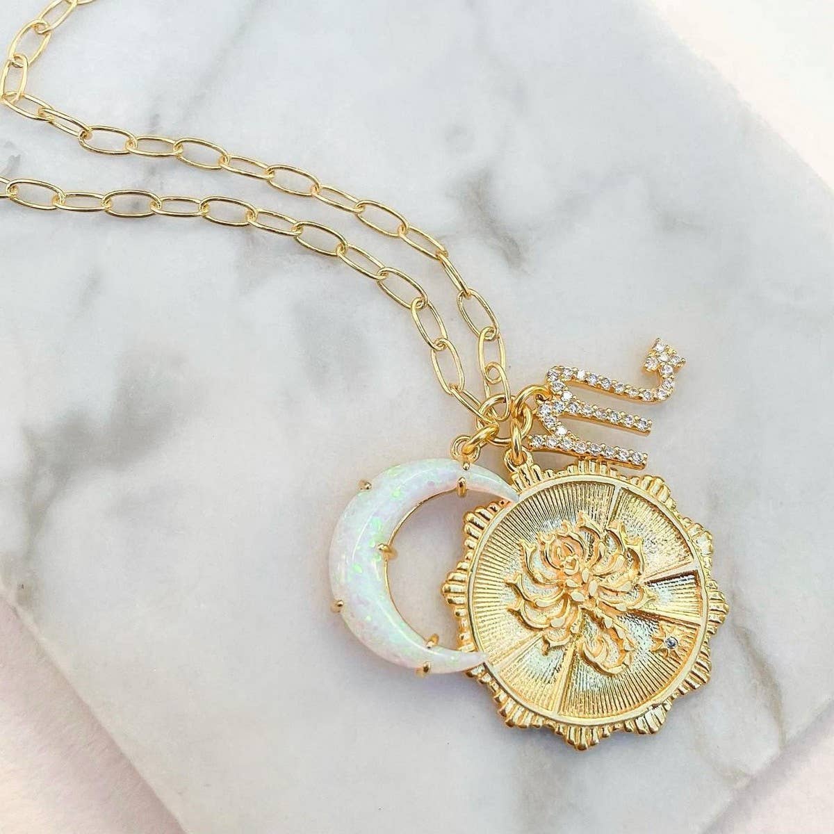 Micro-paved Zirconia Zodiac Pendant Necklace