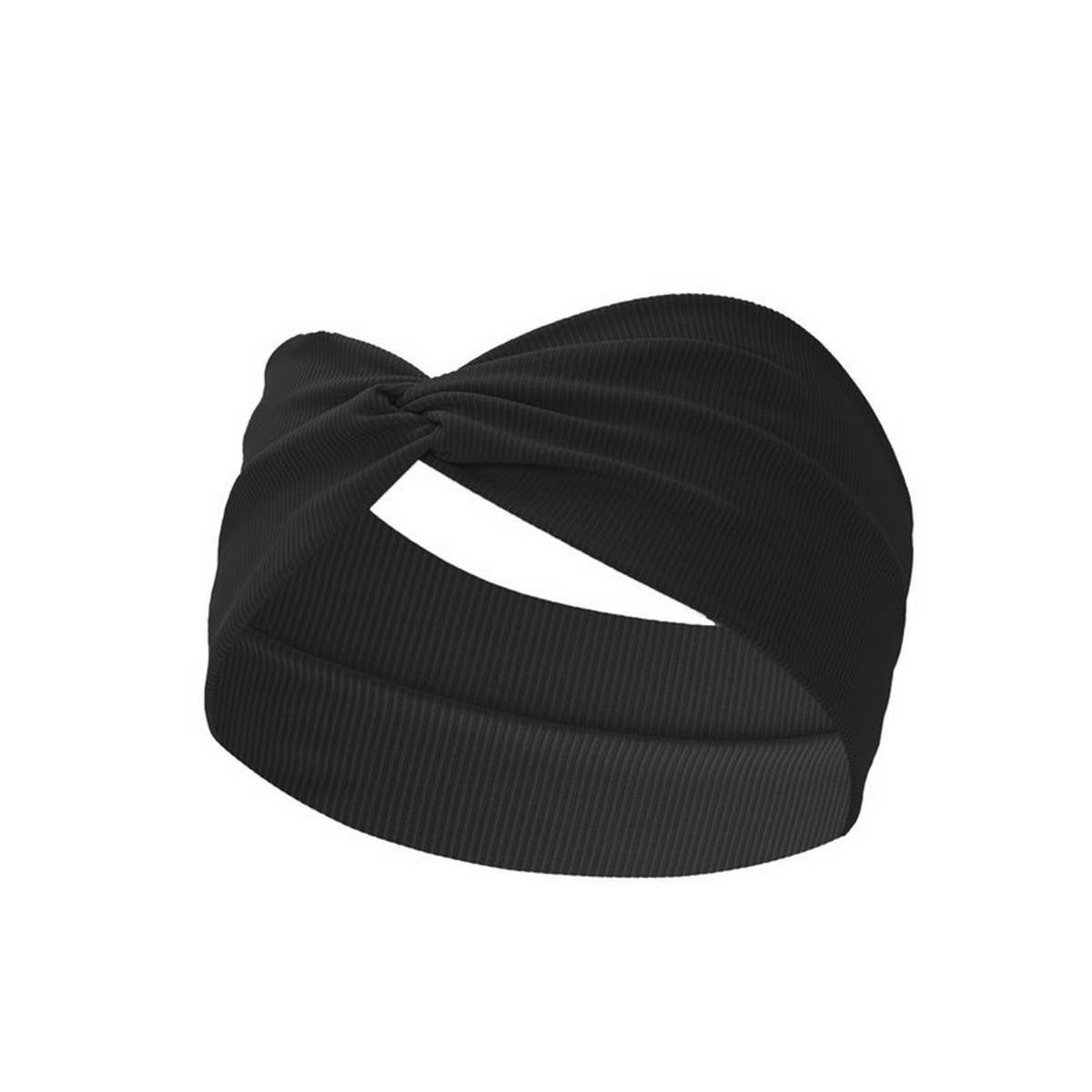 CWAHA6418_WIDE KNOTTED CROSS-SPORT ELASTIC HEADBAND