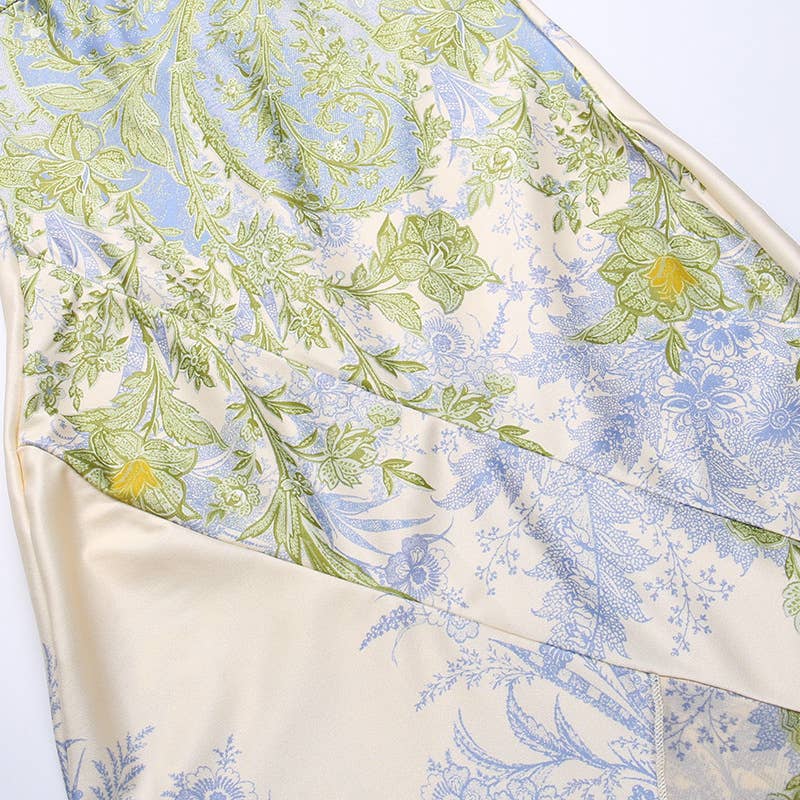 Elegant air mesh print slim-fit top dress