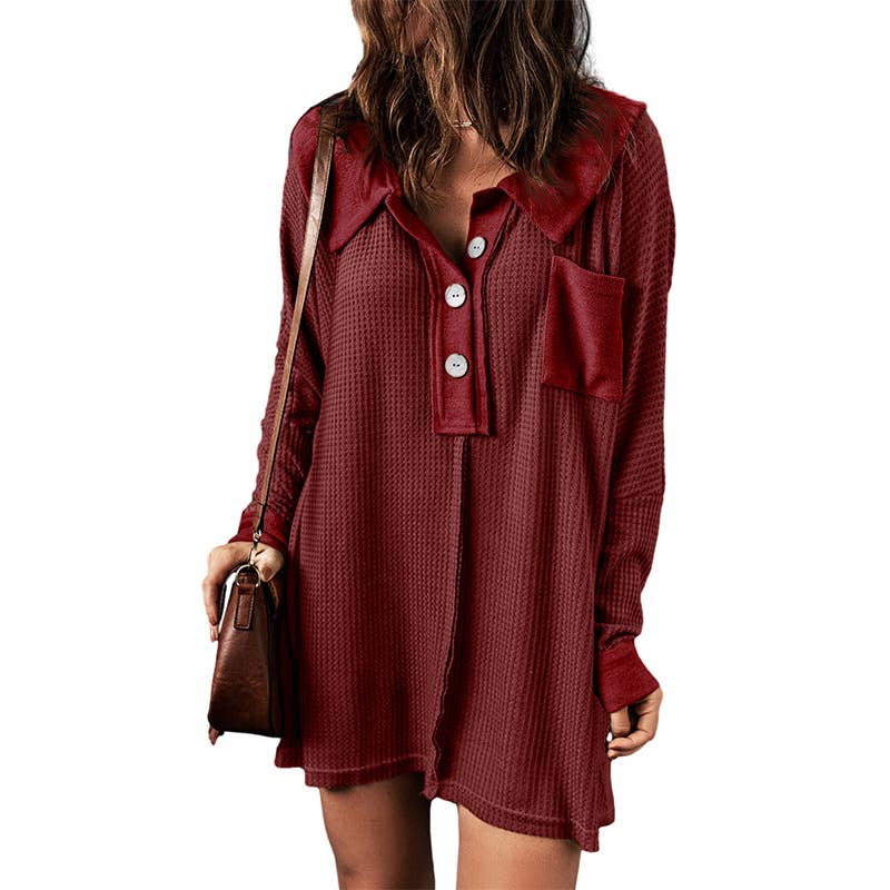 WOMEN'S LONG PULLOVER T-SHIRT WITH LOOSE LAPELS