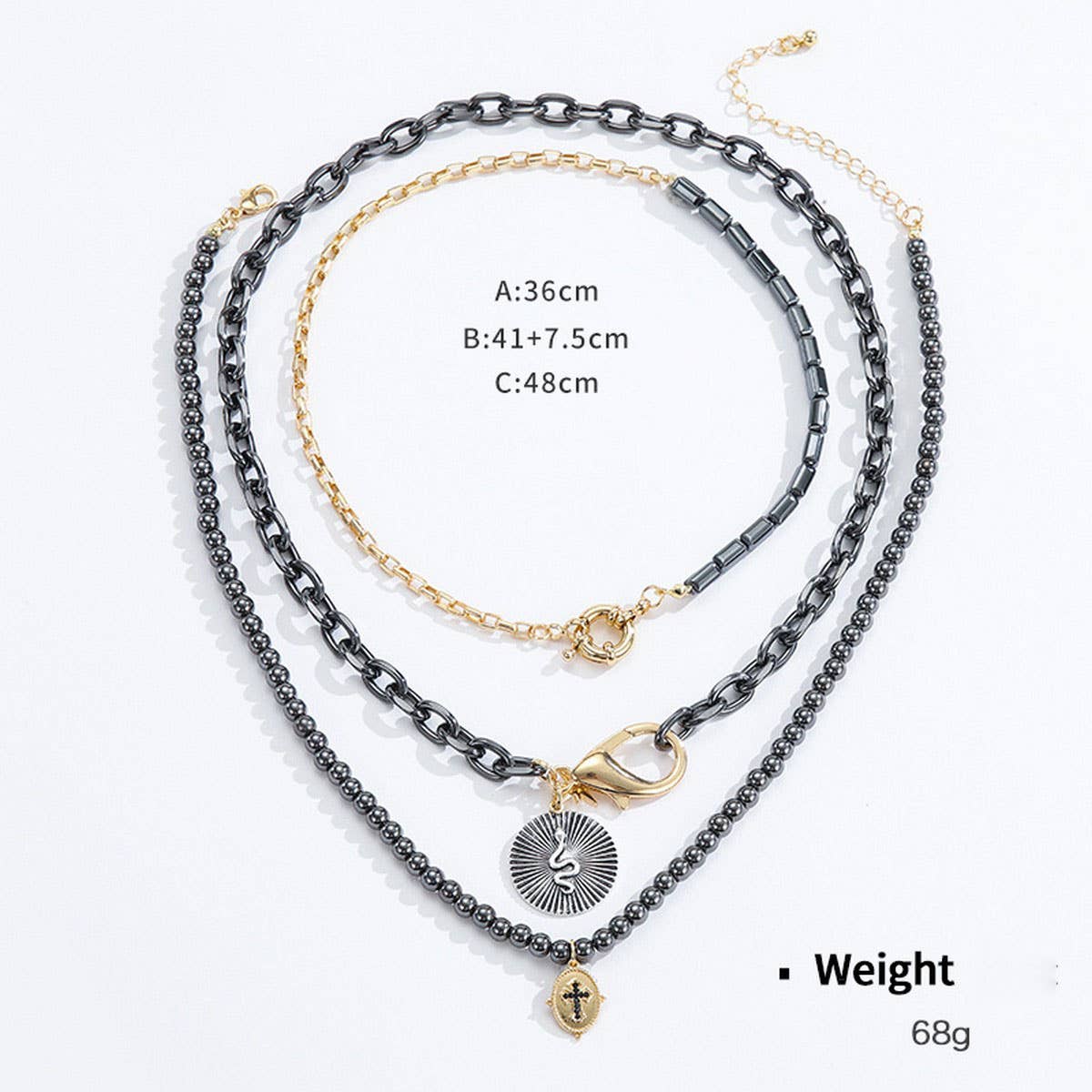 WOMEN'S STACKING NECKLACE SNAKE CROSS PENDANT