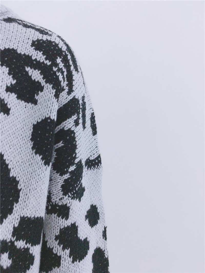LEOPARD PRINT SWEATER LOOSE TURTLENECK SWEATER