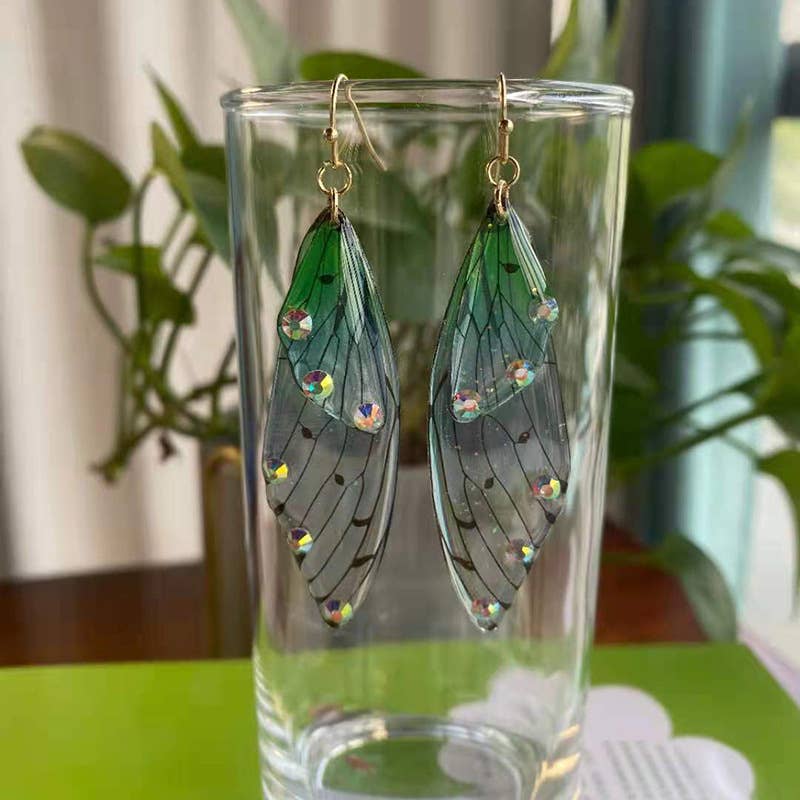S925 Silver Cicada Wing Wing Butterfly Earrings