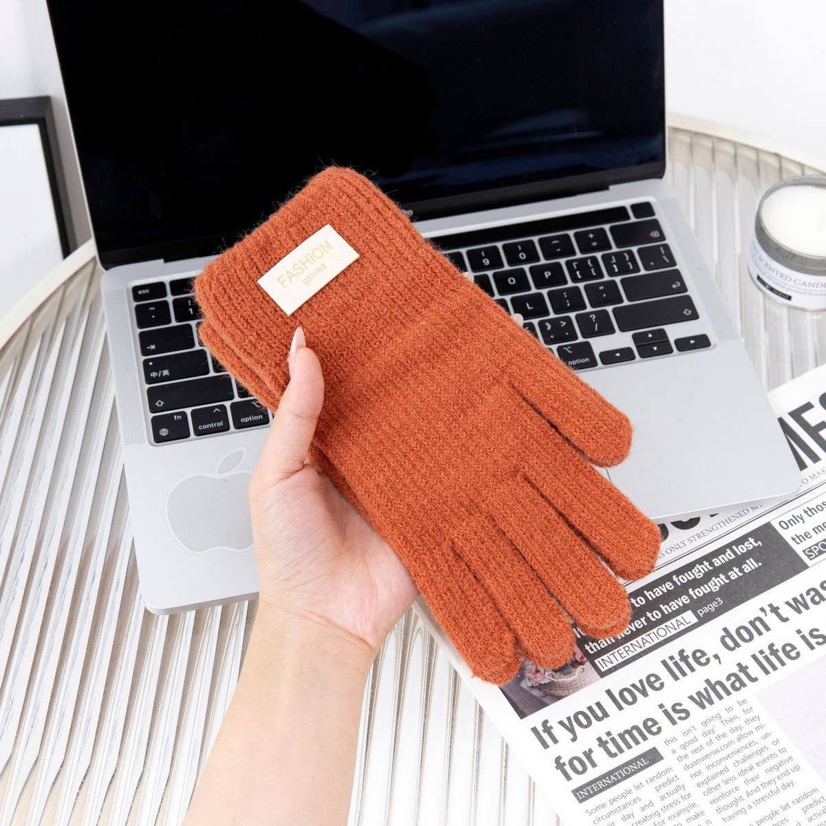 CWAG00560_WOMEN WINTER KNIT FINGERLESS TOUCHSCREEN GLOVES